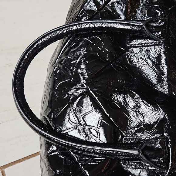 YSL Easy Y Logo Patent Leather Bag Black Silver - Picture 10 of 16